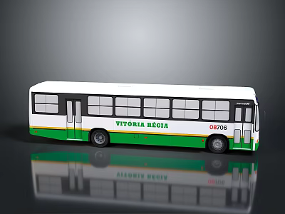 White And Green Victoria Regia Bus Model With Windows Doors And 08700 Number 3d model