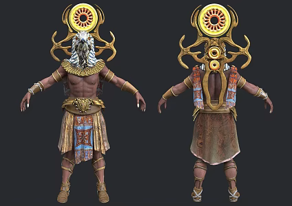 PBR next generation Horus patron saint character design monster design humanoid monster ancient Egyptian god myth revenge eagle head person 3d model