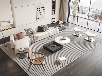 Modern sofa coffee table combination model