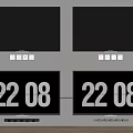 Television Screens With Different Display Modes Time Showing And Button Controls