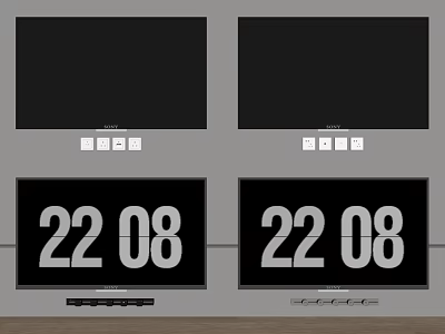 Television Screens With Different Display Modes Time Showing And Button Controls 3d model