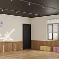 Spacious Dance Studio With Wooden Floor Barres And Exercise Balls