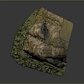 Wood And Stone Natural Formation With Lush Green Vegetation On Rocky Terrain
