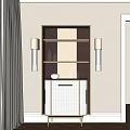 Modern Sideboard Interior Design With Gold Accents Shelves Wine Bottles And Checkered Doors