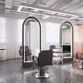 Modern Beauty Salon Interior With Arched Mirrors Salon Chairs And Green Plants