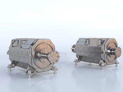 Industrial Equipment Dual Units With Metal Base Mounts And Mechanical Circular Components 3d model
