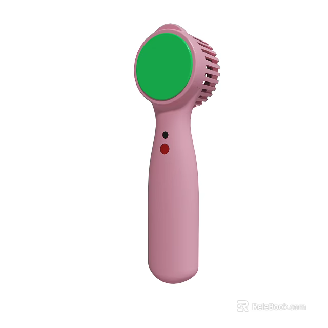 Pink Handheld Device With Green Circular Top Small Holes And Red Button Design 3d model