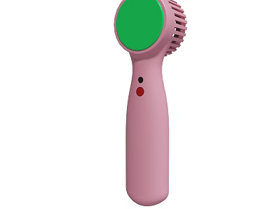 Pink Handheld Device With Green Circular Top Small Holes And Red Button Design 3d model