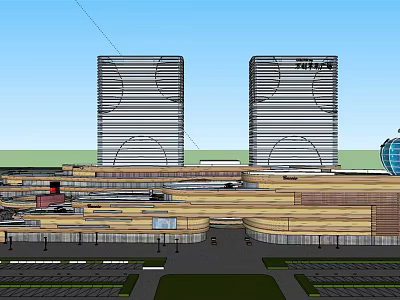 Modern Commercial Complex Featuring Twin Towers Open Plaza And Architectural Design 3d model