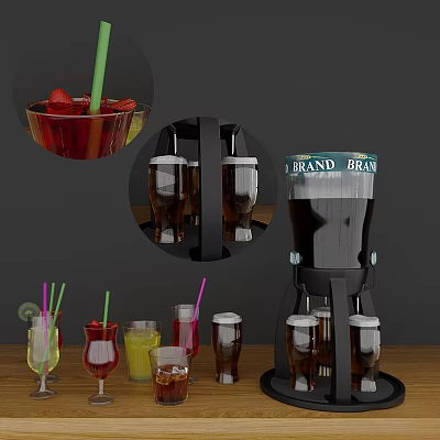 Modern Business Equipment Bar Counter Bar Set Beer Cocktail Strawberry 3d model