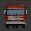 Red ROTH Fire Truck Model With White Blue Stripes And Wheels Cab Equipment
