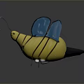 Cute Cartoon Bee Figure With Yellow Black Striped Body And Blue Wings