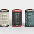 Portable Electric Heaters With Woven Texture Wooden Handle Beige Red Green Colors