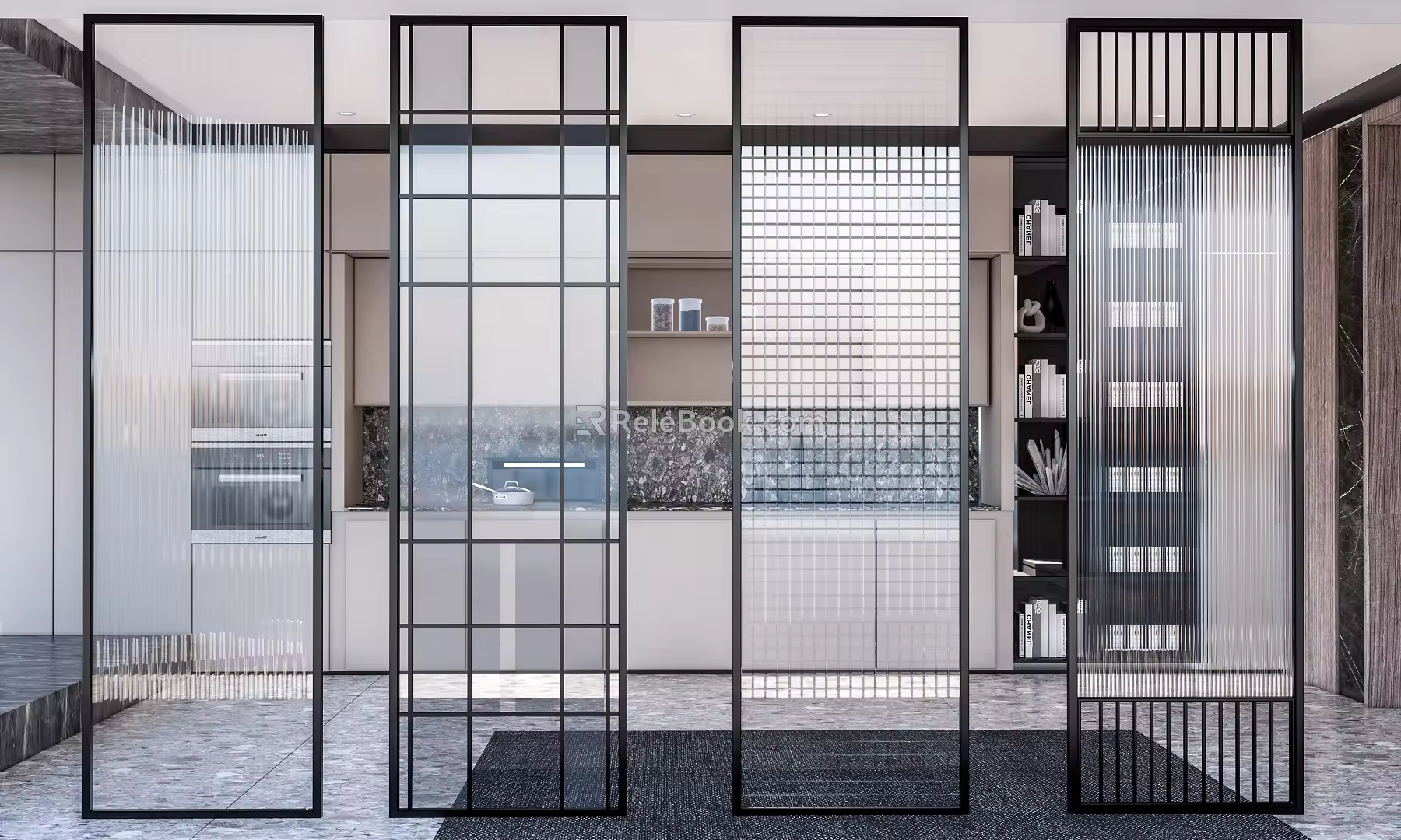Modern partition Changhong glass partition glass partition frosted glass partition 3d model
