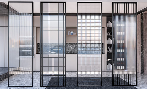 Modern partition Changhong glass partition glass partition frosted glass partition 3d model