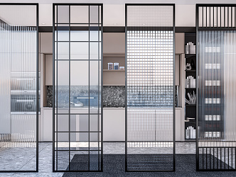 Modern partition Changhong glass partition glass partition frosted glass partition 3d model