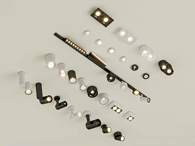 Modern Downlights And Spotlights With Sleek Black White Design For Home Interior Lighting 3d model