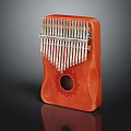 Wooden Kalimba Musical Instrument With Metal Tines And Ornate Circular Sound Hole