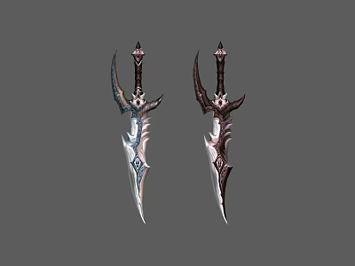 Decorative Fantasy Daggers with Intricate Hilt Designs Ornate Blade Patterns and Color Variations 3d model