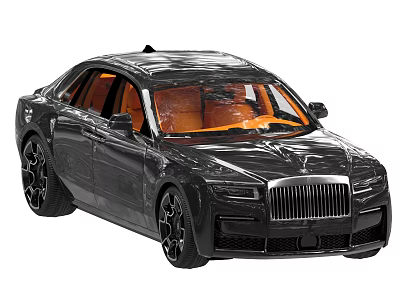 Black Luxury Sedan With Orange Interior Black Alloy Wheels And Stylish Front Grille 3d model