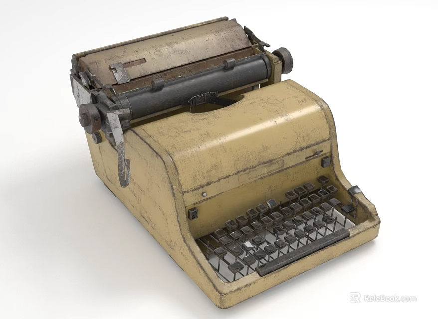 Vintage Office Appliance Old Fashioned Mechanical Typewriter With Classic Retro Design 3d model 