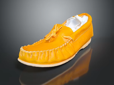 Yellow Moccasin Shoes with Tassel Light Colored Sole and White Interior 3d model