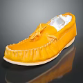 Yellow Moccasin Shoes with Tassel Light Colored Sole and White Interior