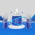 Doubleskin Hyaluronic Acid Serum Display With Glass Containers In Modern Blue Scene