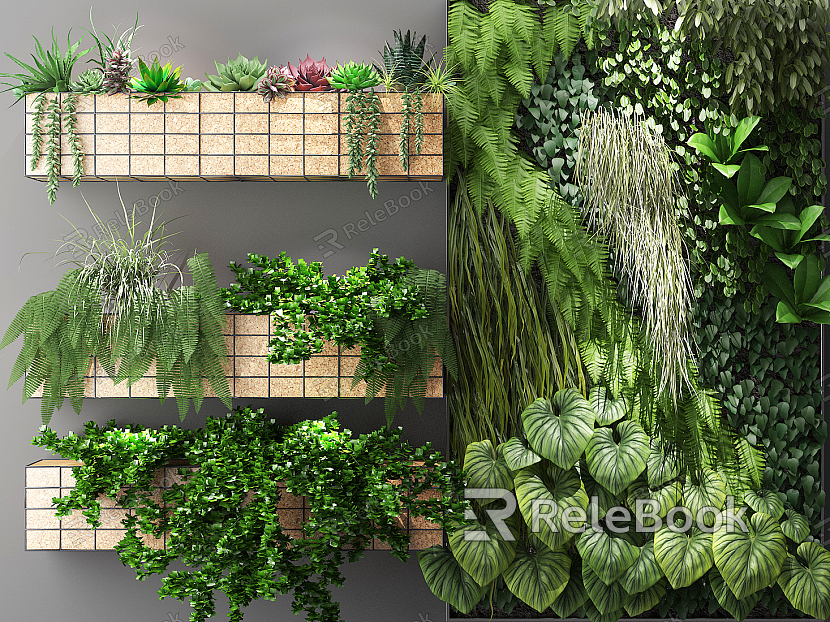 Modern Plant Wall Green Plant Wall Flower Combination model