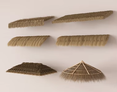 Chinese-style thatched awning grass shed thatched pavilion dry weed grass shed 3d model