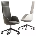 Modern Office Chair with High Back Dark Gray Beige Five Star Base and Wheels