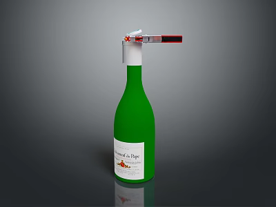 Green Wine Saver Pump Bottle With White Nozzle And Red Handle Design 3d model
