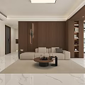 Modern Living and Dining Room Interior With TV Wall Coffee Table And Decor