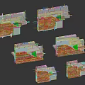 Architectural Components Brick Wall Section Views With Structural Layers And Details 3d model
