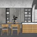 Modern Restaurant Kitchen With Large Windows Wooden Cabinets Marble Countertops And Central Island