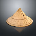 Conical Bamboo Hat Natural Brown Handwoven Traditional Design Isolated Dark Background With Reflection