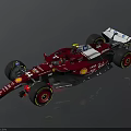 Red Formula 1 Racing Car With Shell Logo Number 44 White Body Red Wheels Yellow Rims
