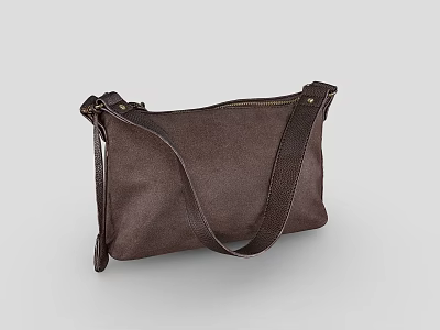 Stylish Brown Leather Shoulder Bag With Adjustable Strap And Zipper Design 3d model
