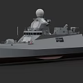 Gray Warship Number 12 Equipped with Radar and Antennas on Upper Deck