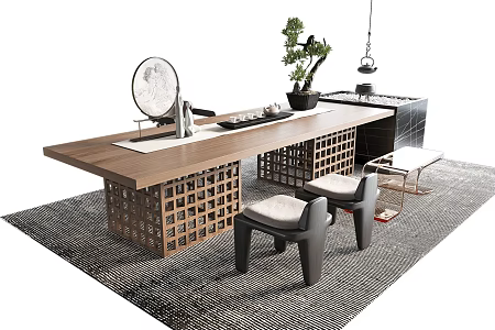 New Chinese Tea Table and Chair Tea Table 3d model