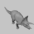 Detailed Brown Triceratops Dinosaur Model With Horns In Standing Pose
