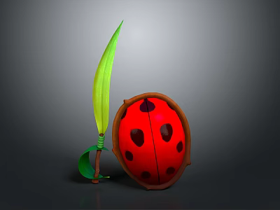 Decorative Ladybug Shaped Object With Green Leaf And Stem Design 3d model