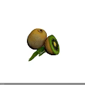 Fresh Kiwi Fruit With Whole And Sliced Pieces On Green Leaves