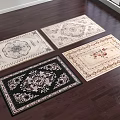 Square Rugs With Various Decorative Patterns And Different Colors On Wooden Floor