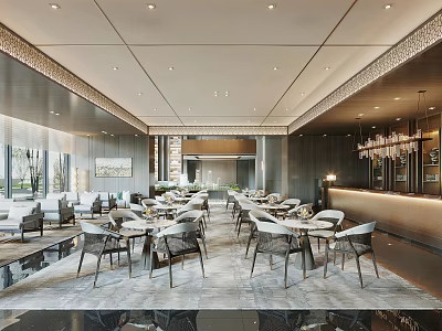 Modern Spacious Sales Office Interior With Elegant Lighting Large Windows And Marble Flooring 3d model