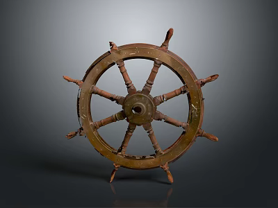 Vintage Wooden Ship Wheel A Classic Steering Component For Traditional Watercraft 3d model
