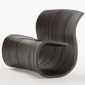 Modern Layered Wooden Leisure Chair With Curved Lines And Unique Sleek Structure