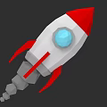 Low Poly Rocket 3D Model With Red White Body And Blue Round Window