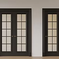Black Framed Glass Doors With Grid Panels Double And Single Interior Design 3d model