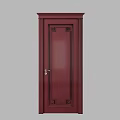 Deep Red Swing Door With Decorative Patterns Handle And Lock 3d model